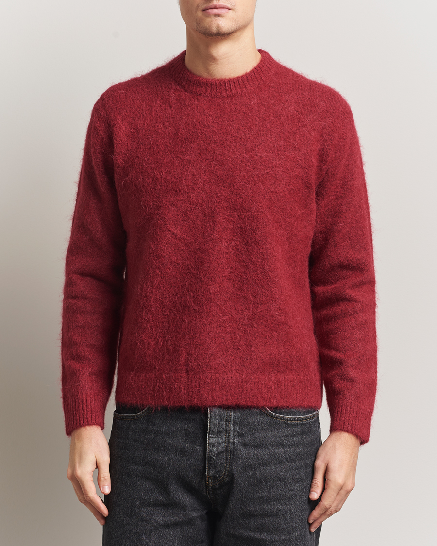 Uomini | Maglieria | NN07 | Russell Alpaca Knitted Crew Neck Cranberry