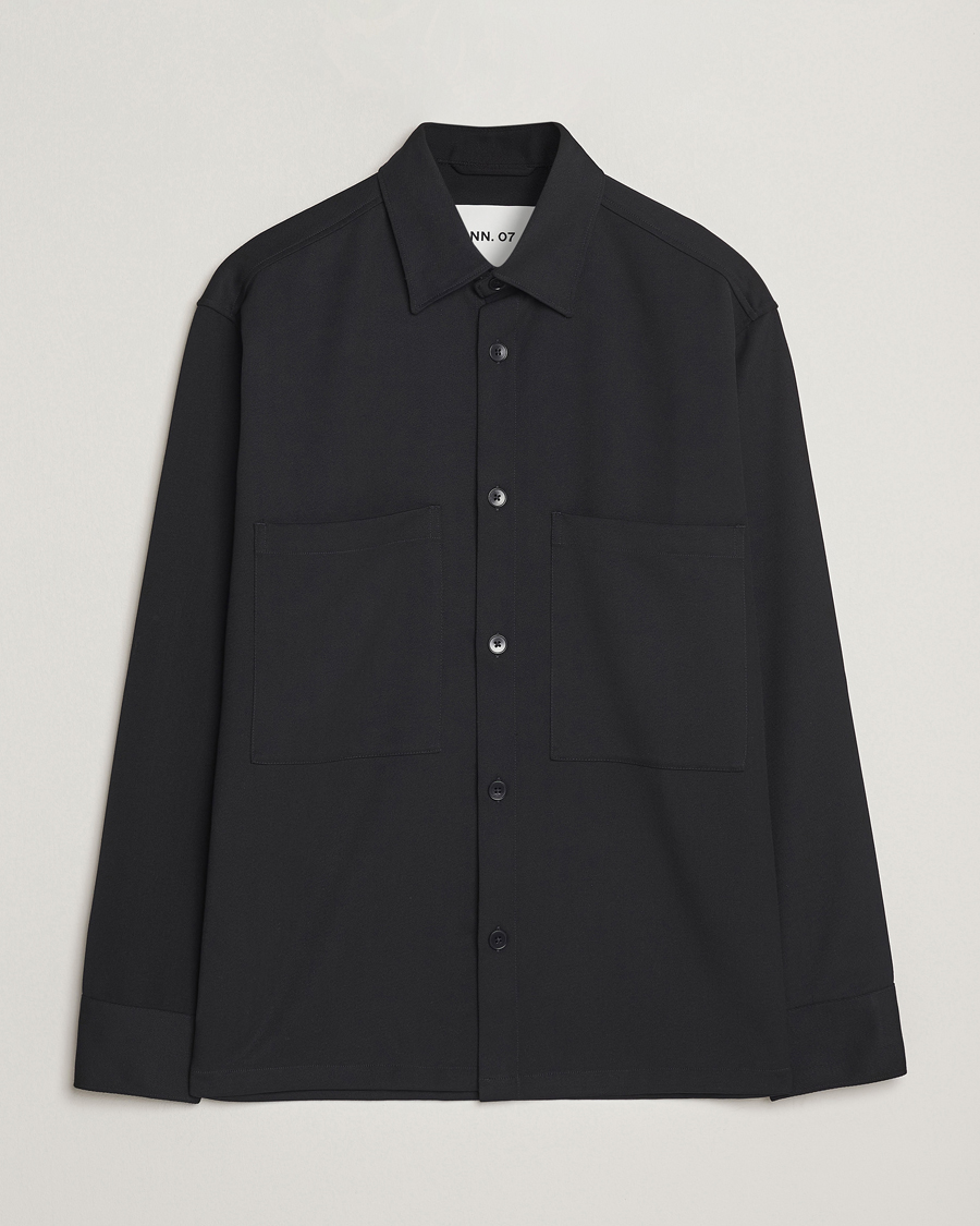 Uomini | Camicie | NN07 | Freddy Wool/Tencel Overshirt Black