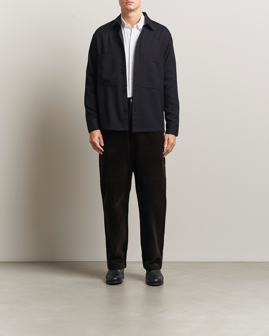 Uomini | Camicie | NN07 | Freddy Wool/Tencel Overshirt Black