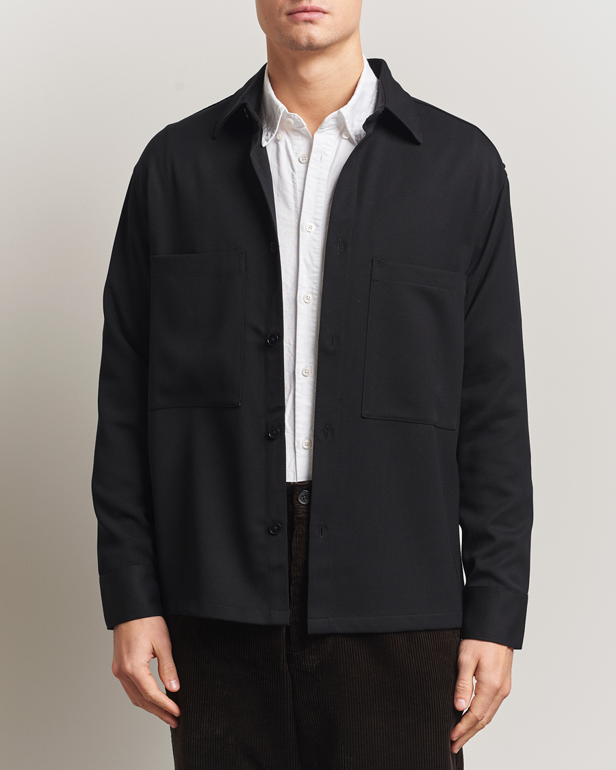 Uomini | Camicie | NN07 | Freddy Wool/Tencel Overshirt Black
