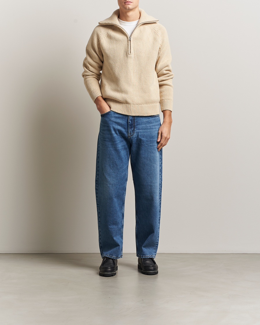 Uomini | Maglieria | NN07 | Tristan Heavy Knitted Half Zip Ecru