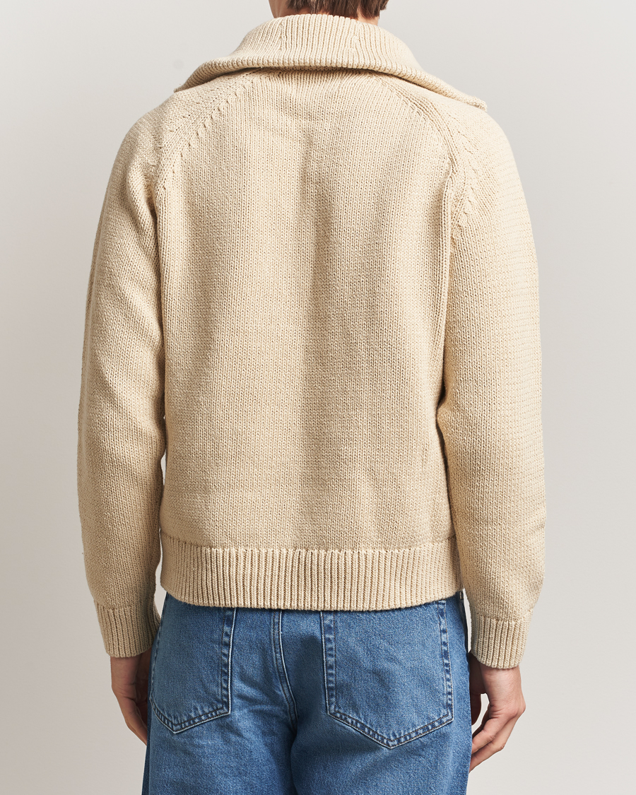 Uomini | Maglieria | NN07 | Tristan Heavy Knitted Half Zip Ecru