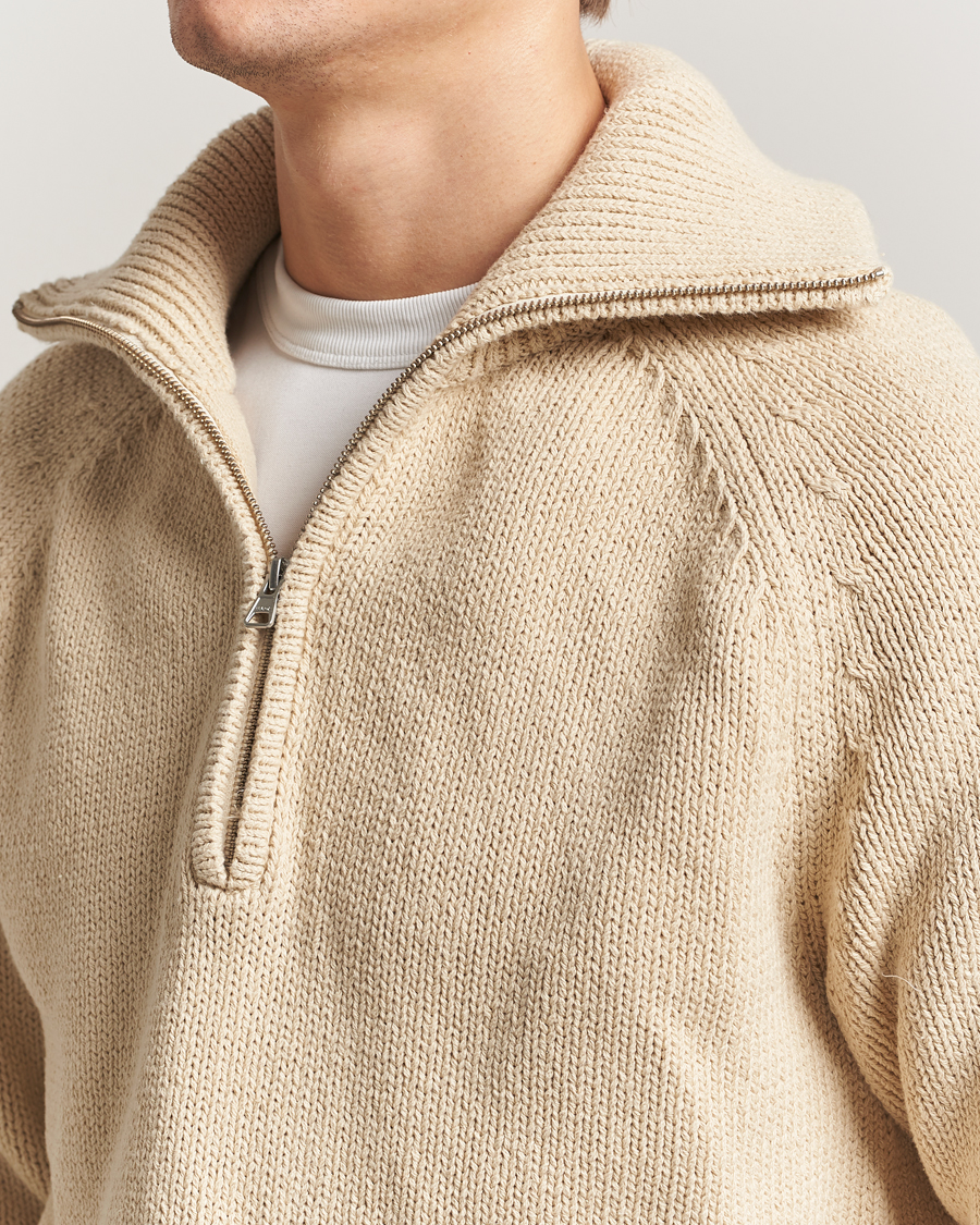 Uomini | Maglieria | NN07 | Tristan Heavy Knitted Half Zip Ecru