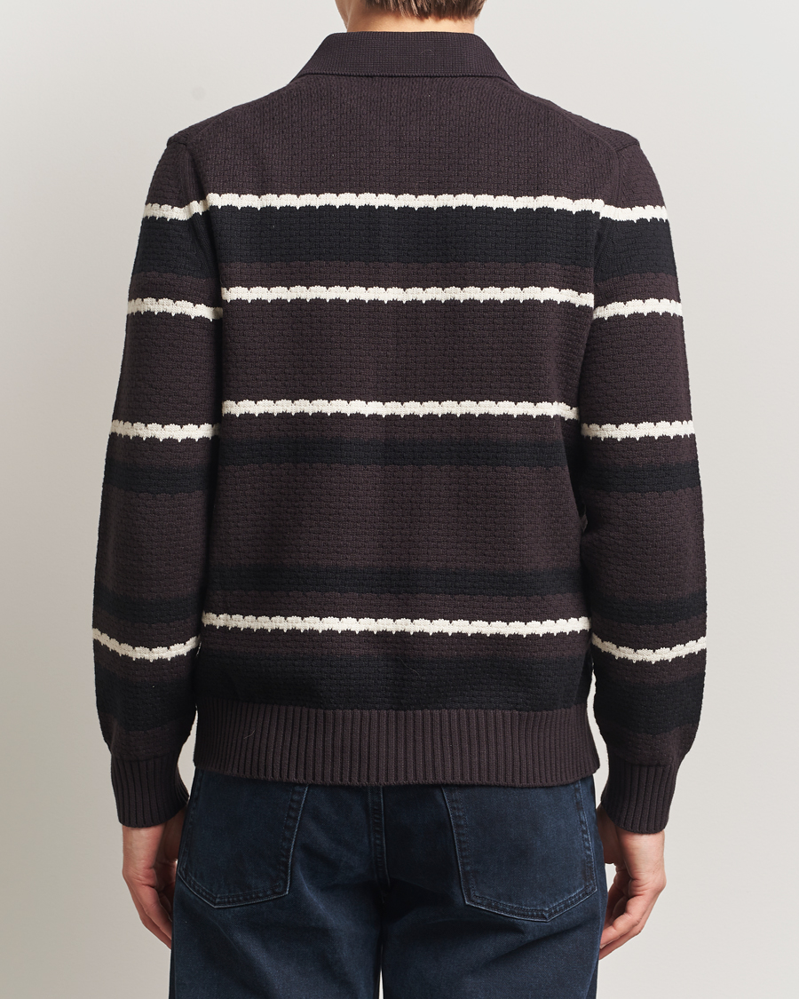 Uomini | Maglieria | NN07 | Alfie Striped Knitted Polo Dusky Port