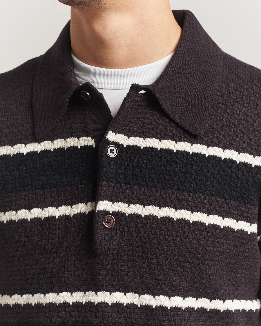Uomini | Maglieria | NN07 | Alfie Striped Knitted Polo Dusky Port