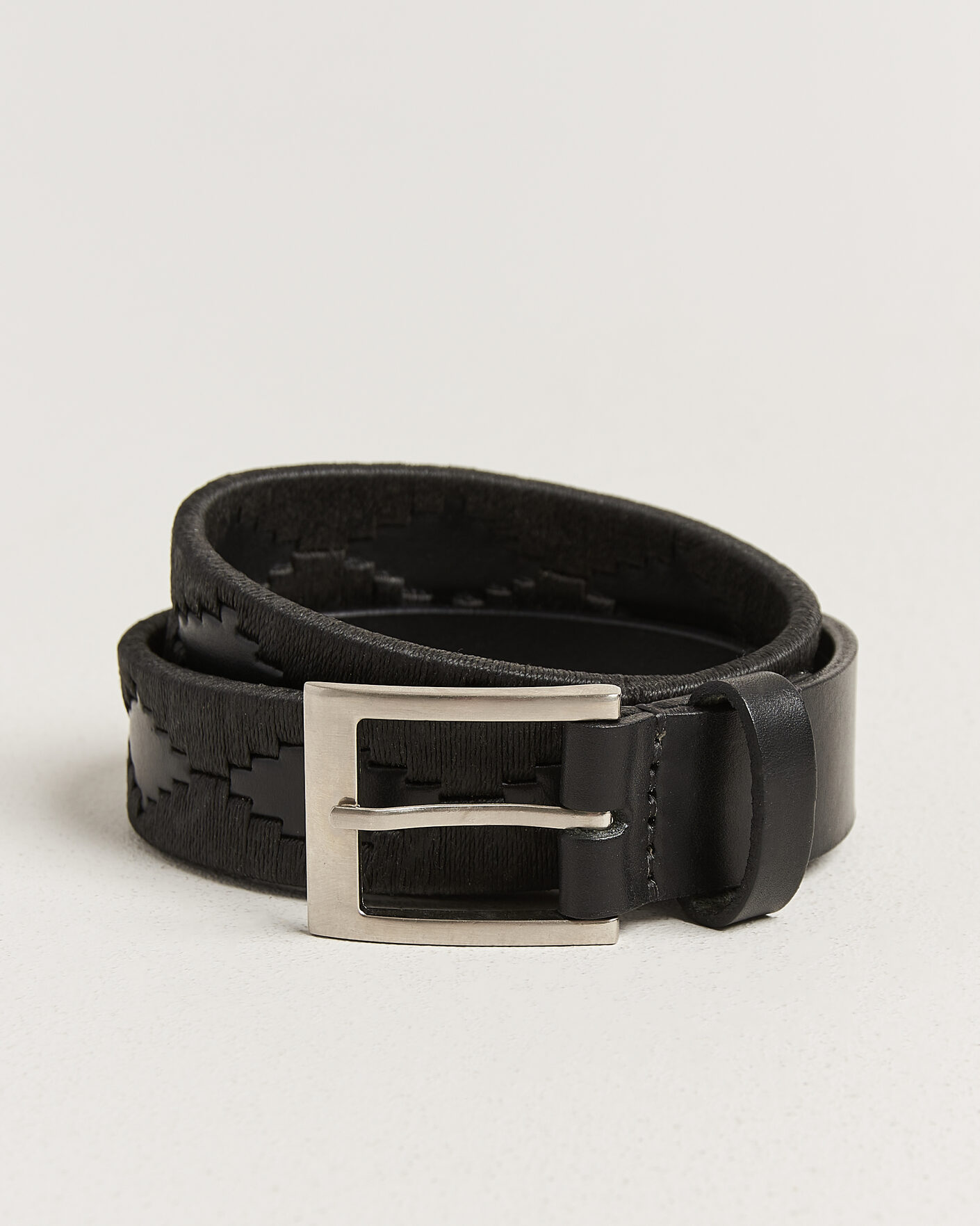 Uomini | Cinture | Pampeano | Bordado Hand Stitched Classic Leather Belt 3,5cm Black