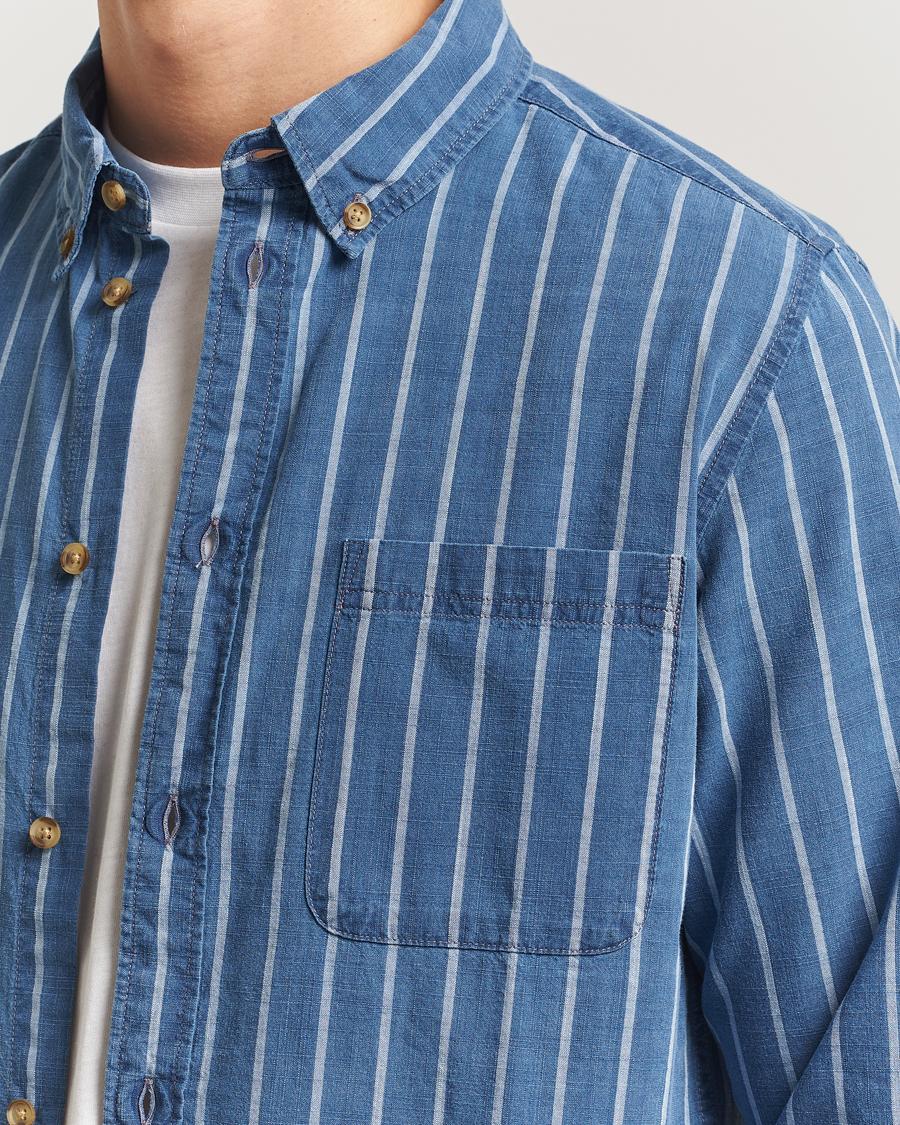 Uomini | Camicie | LES DEUX | Indigo Stripe Shirt Denim Blue