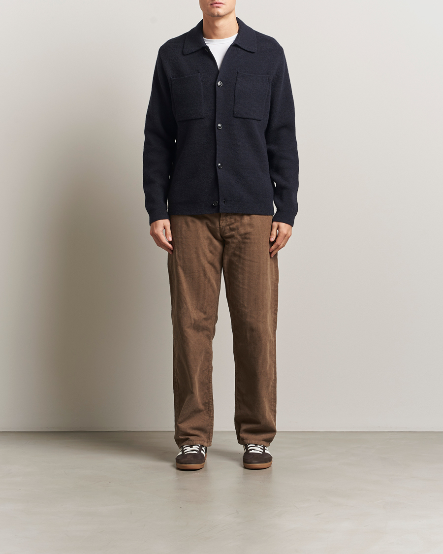 Uomini | Camicie | LES DEUX | Fisher Milano Wool Knit Overshirt Navy