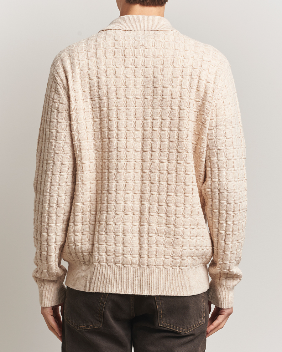 Uomini | Maglieria | LES DEUX | Gustav Structured Polo Knit Light Sand Melange