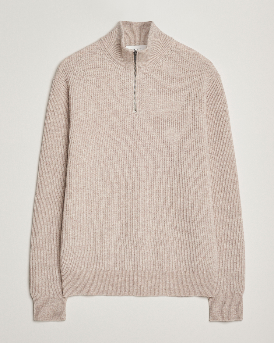 Uomini | Maglieria | LES DEUX | Eduard Half-Zip Knit Jumper Light Sand