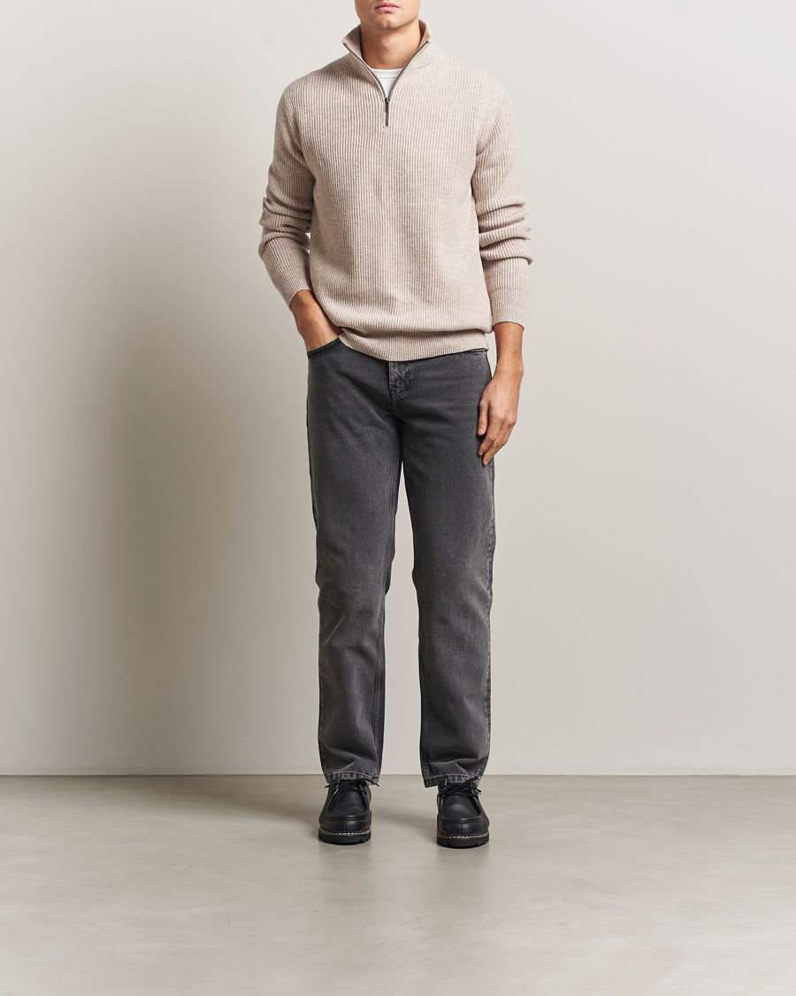 Uomini | Maglieria | LES DEUX | Eduard Half-Zip Knit Jumper Light Sand