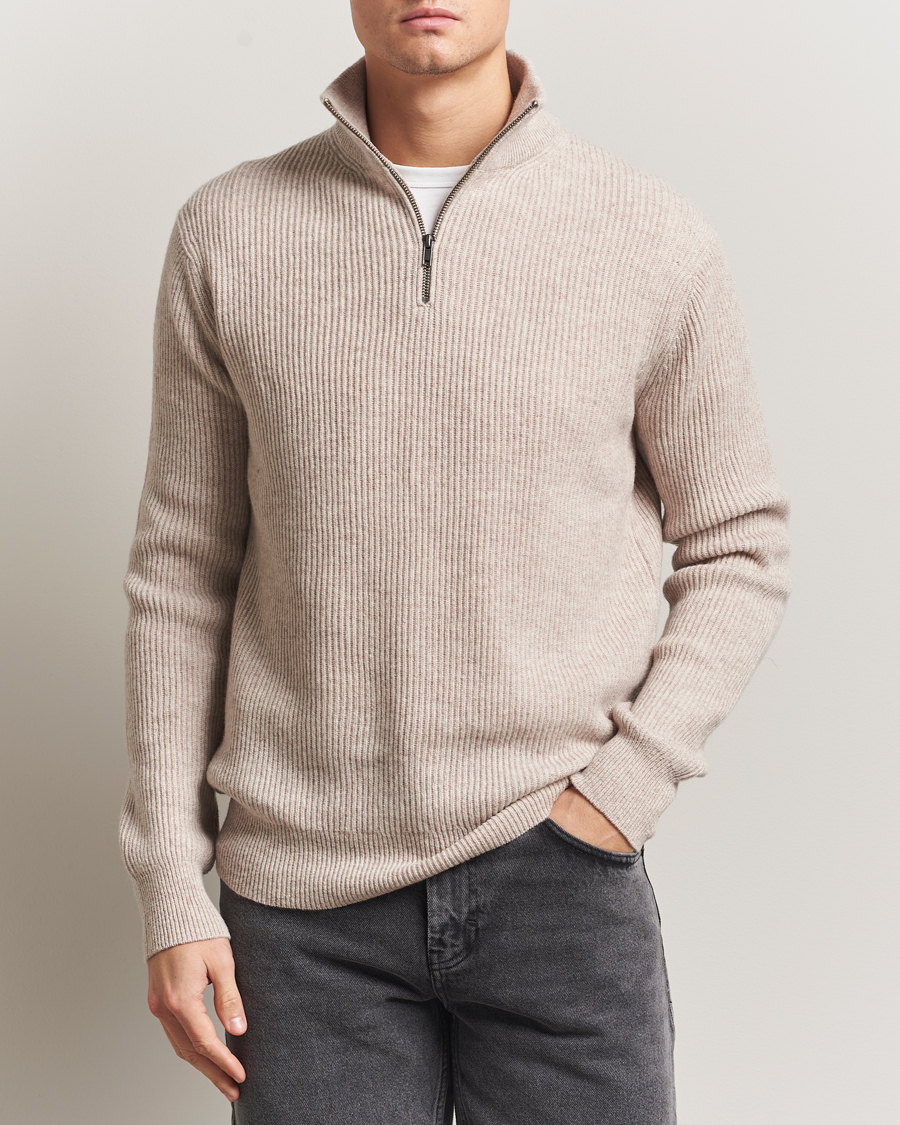 Uomini | Maglieria | LES DEUX | Eduard Half-Zip Knit Jumper Light Sand