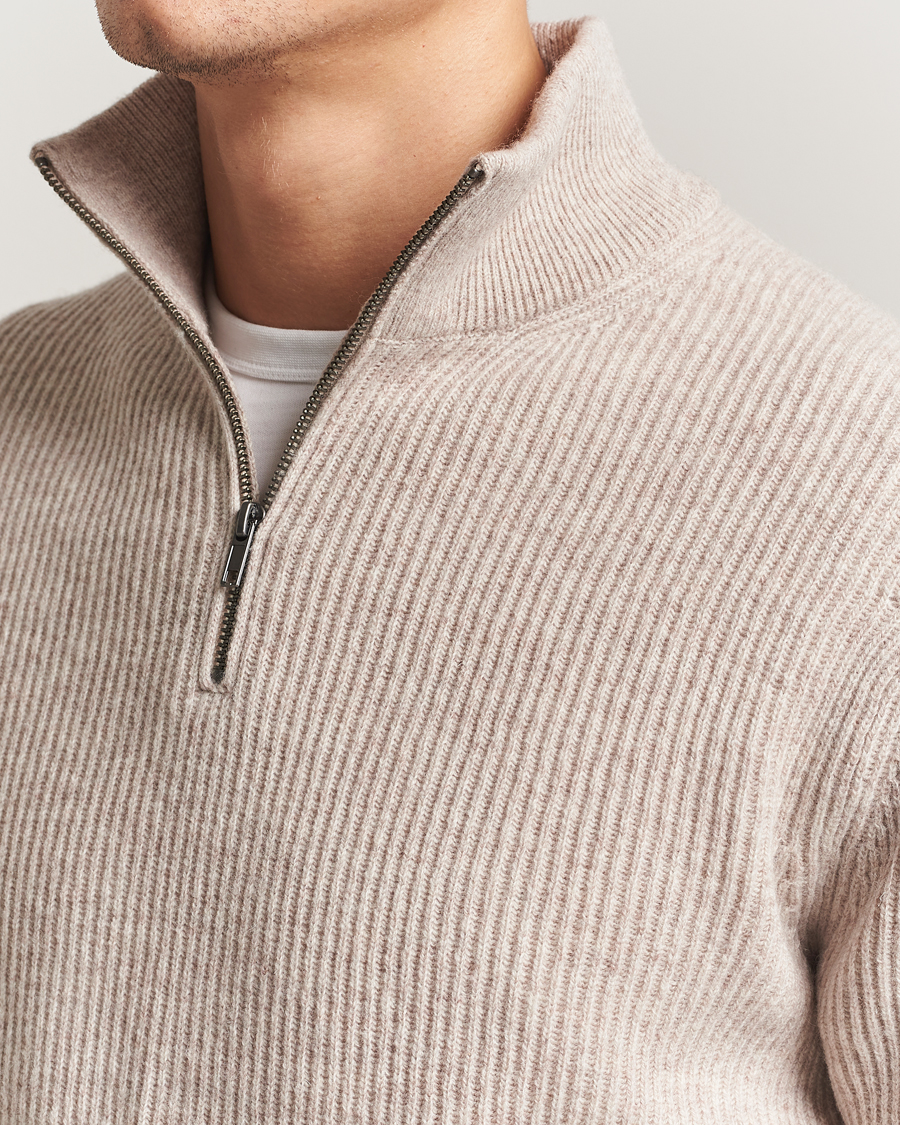 Uomini | Maglieria | LES DEUX | Eduard Half-Zip Knit Jumper Light Sand