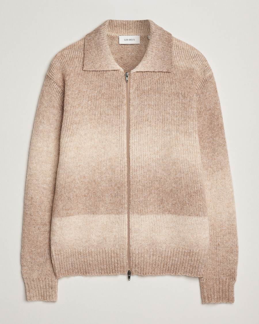 Uomini | Maglieria | LES DEUX | Gannon Gradient Zipper Cardigan Prairie Sand