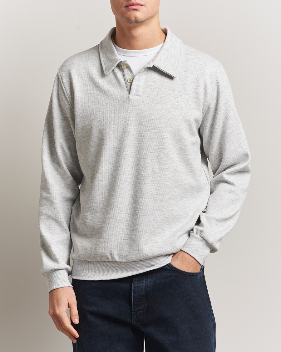 Uomini | Maglieria | LES DEUX | Ben Polo Pique Sweatshirt Snow Melange