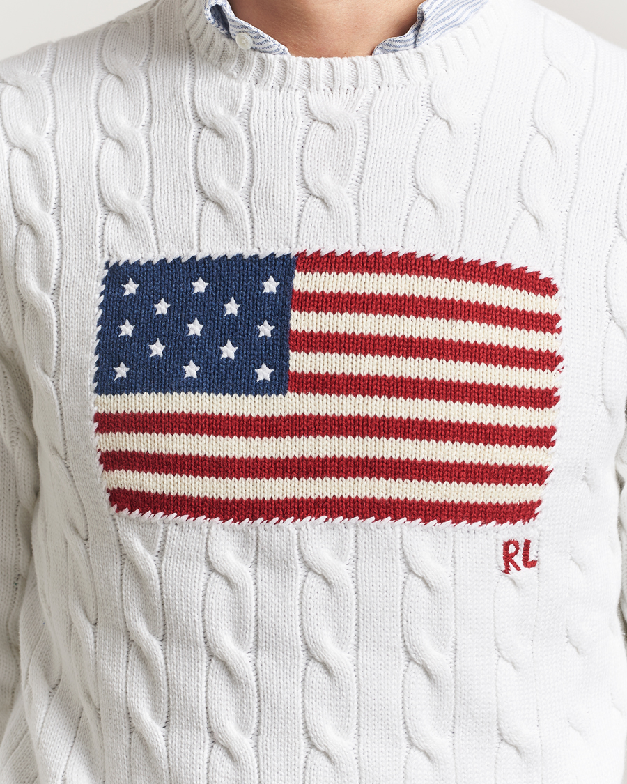 Uomini | Maglieria | Polo Ralph Lauren | Cotton Cable Flag Sweater Ceramic White