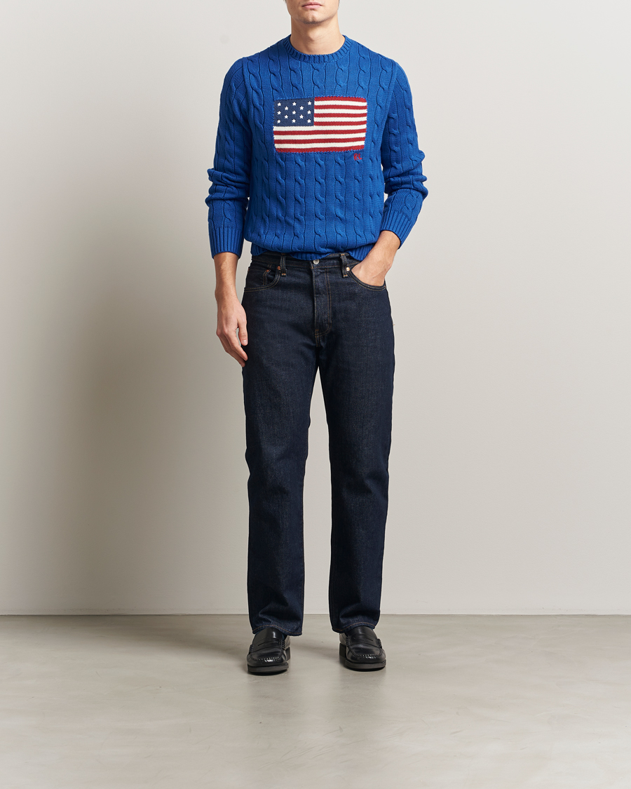 Uomini | Maglieria | Polo Ralph Lauren | Cotton Cable Flag Sweater Sapphire Star