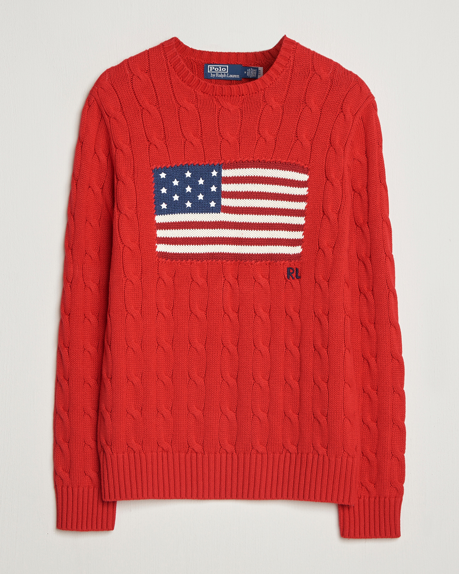 Uomini | Maglieria | Polo Ralph Lauren | Cotton Cable Flag Sweater RL 2000 Red