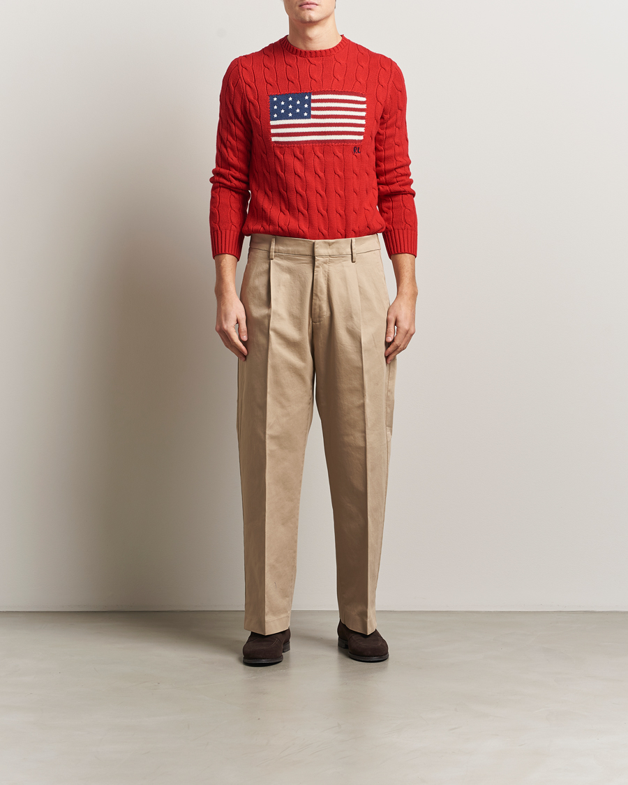 Uomini | Maglieria | Polo Ralph Lauren | Cotton Cable Flag Sweater RL 2000 Red