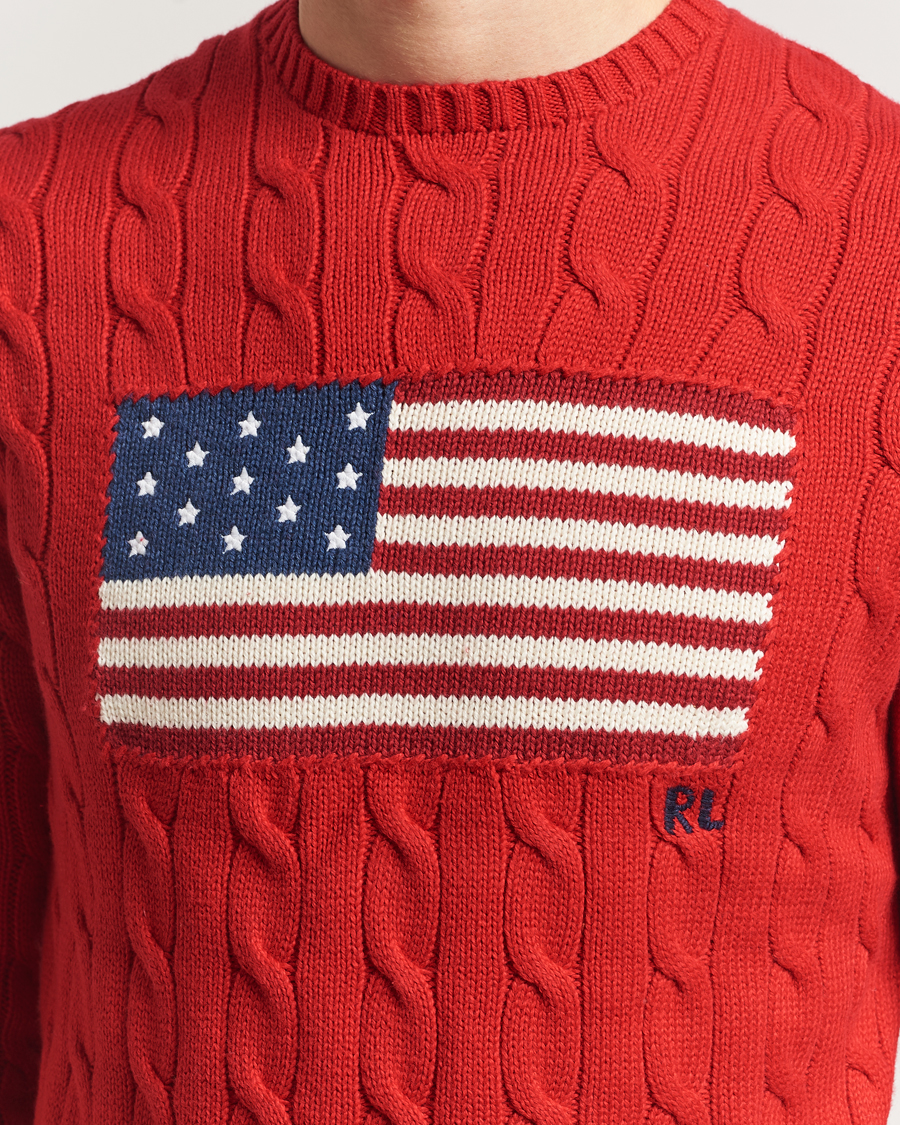 Uomini | Maglieria | Polo Ralph Lauren | Cotton Cable Flag Sweater RL 2000 Red