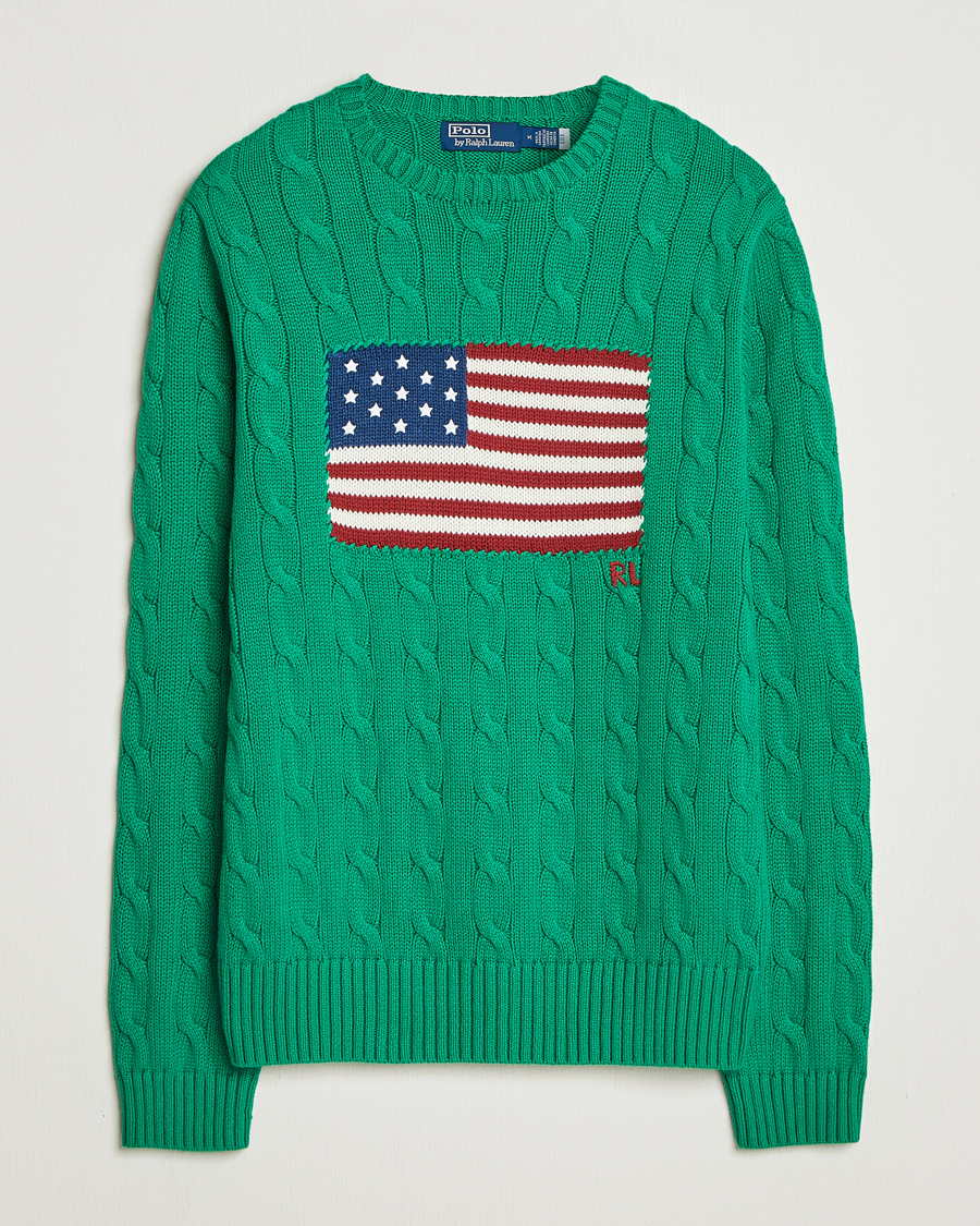 Uomini | Maglieria | Polo Ralph Lauren | Cotton Cable Flag Sweater Billiard Green