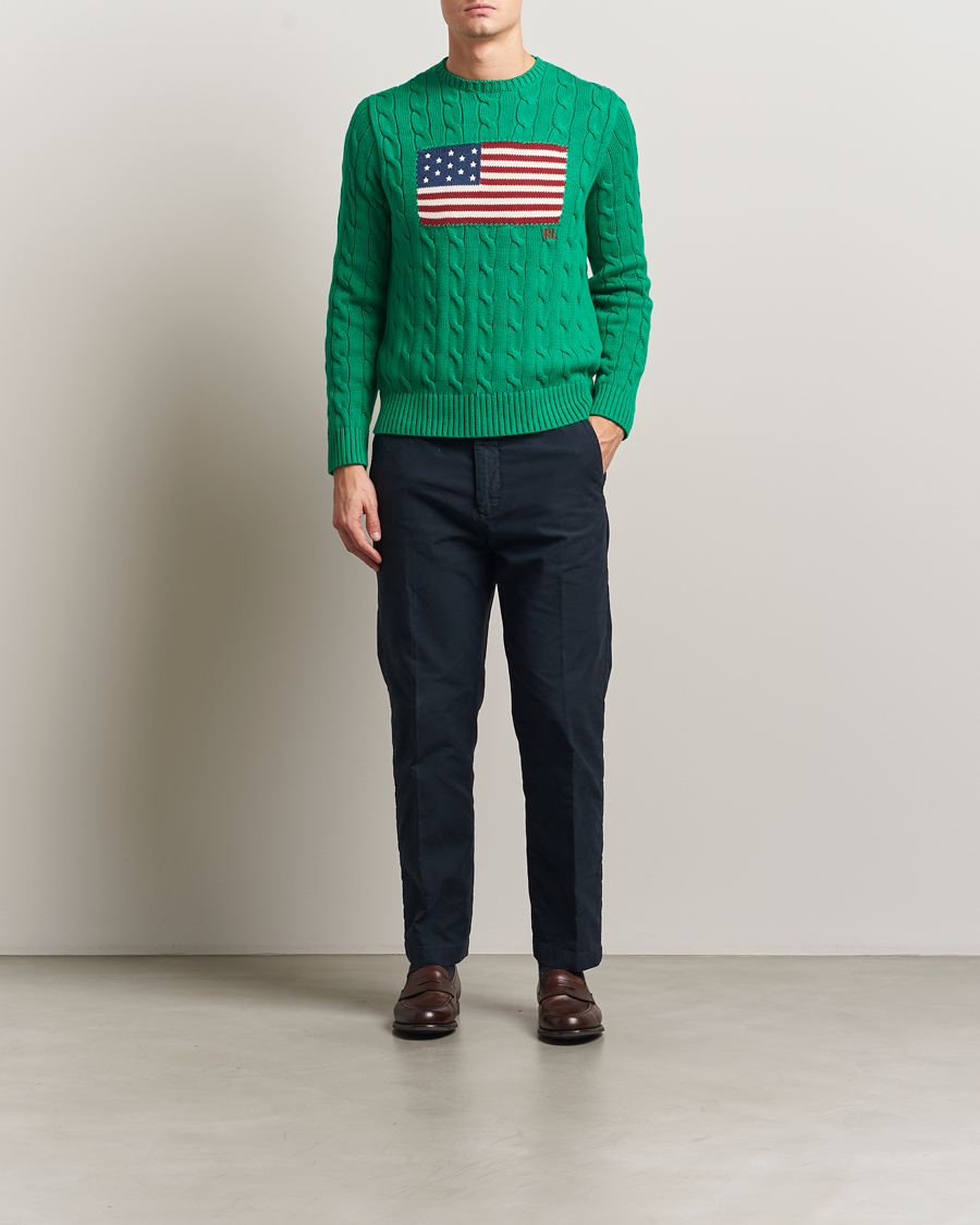 Uomini | Maglieria | Polo Ralph Lauren | Cotton Cable Flag Sweater Billiard Green