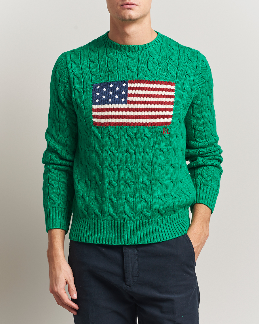 Uomini | Maglieria | Polo Ralph Lauren | Cotton Cable Flag Sweater Billiard Green