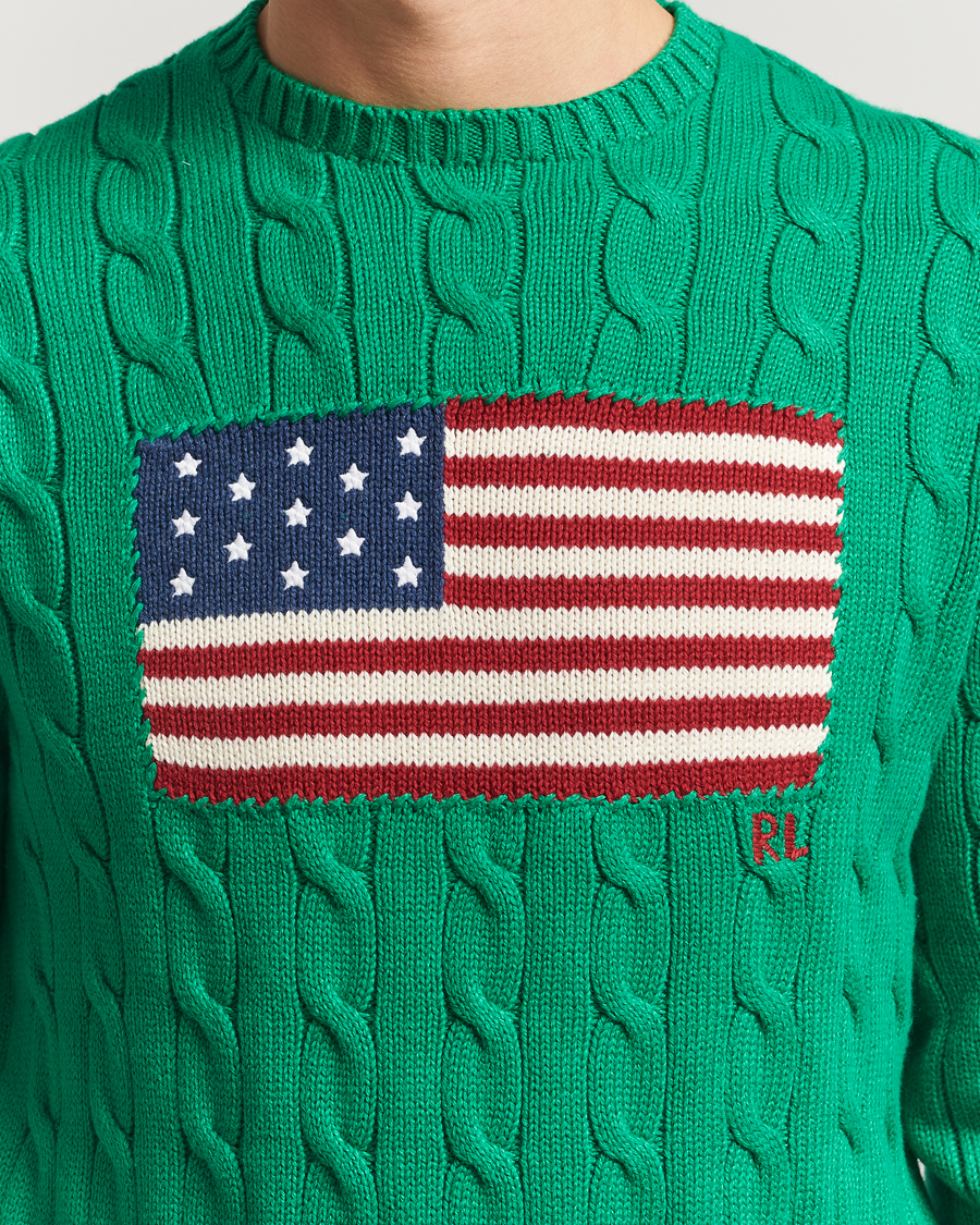 Uomini | Maglieria | Polo Ralph Lauren | Cotton Cable Flag Sweater Billiard Green