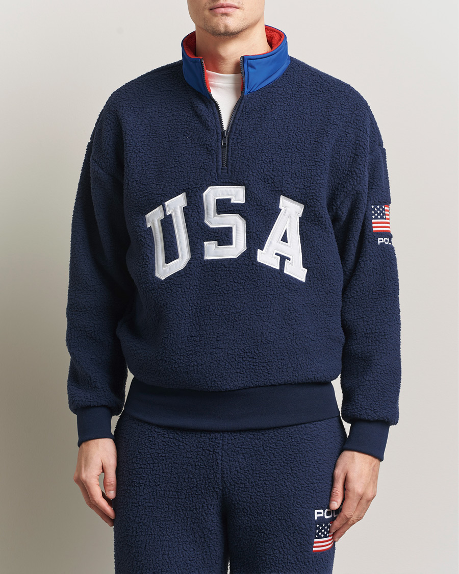Uomini | Maglieria | Polo Ralph Lauren | Polar Half Zip USA Fleece Refined Navy