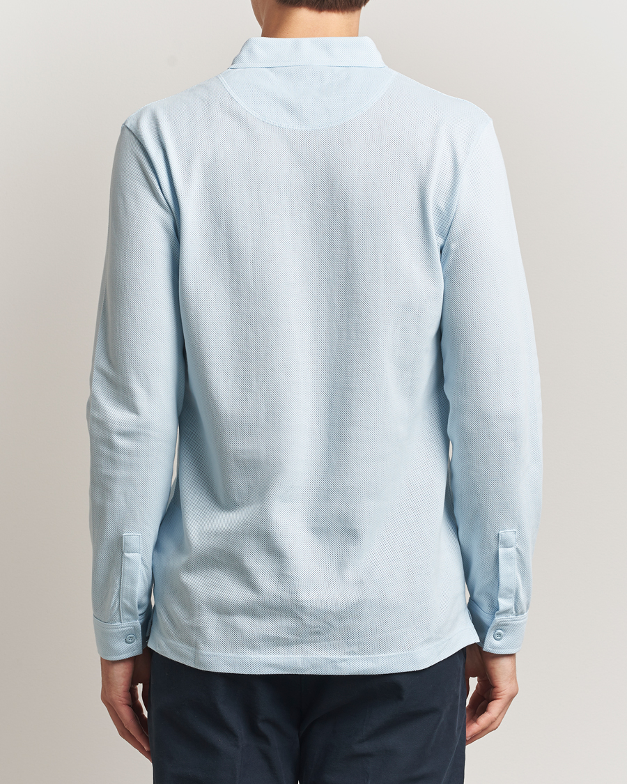 Uomini | Polo | Sunspel | Long Sleeve Riviera Polo Shirt Frost Blue