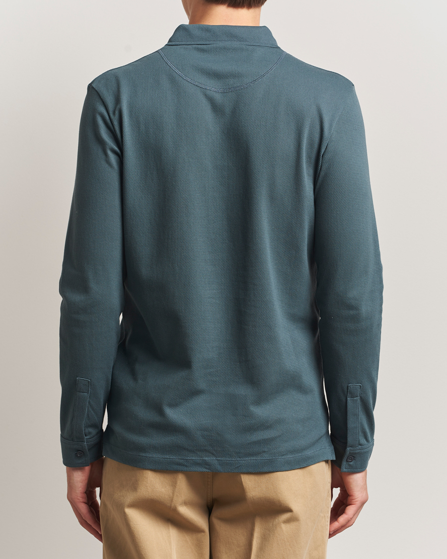 Uomini | Polo | Sunspel | Long Sleeve Riviera Polo Shirt Dark Petrol