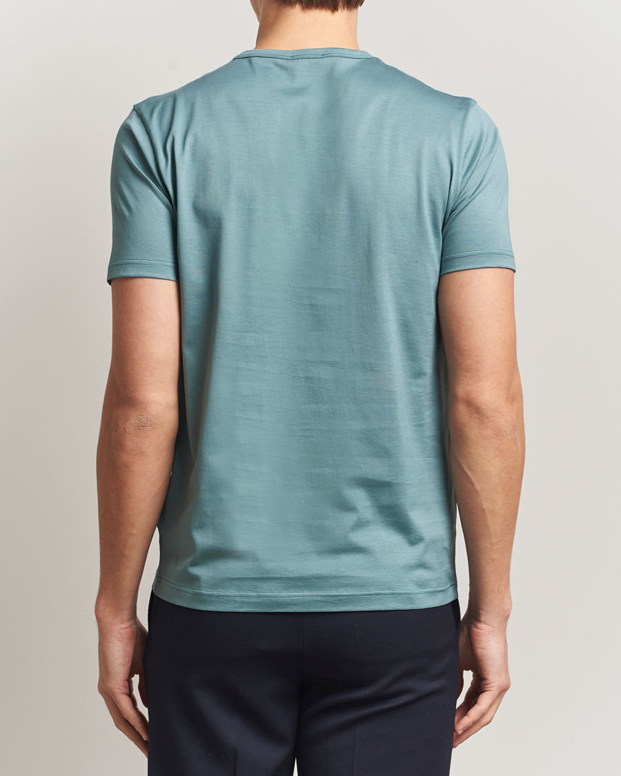 Uomini | T-shirt | Sunspel | Crew Neck Q82 Cotton T-Shirt Steel Green