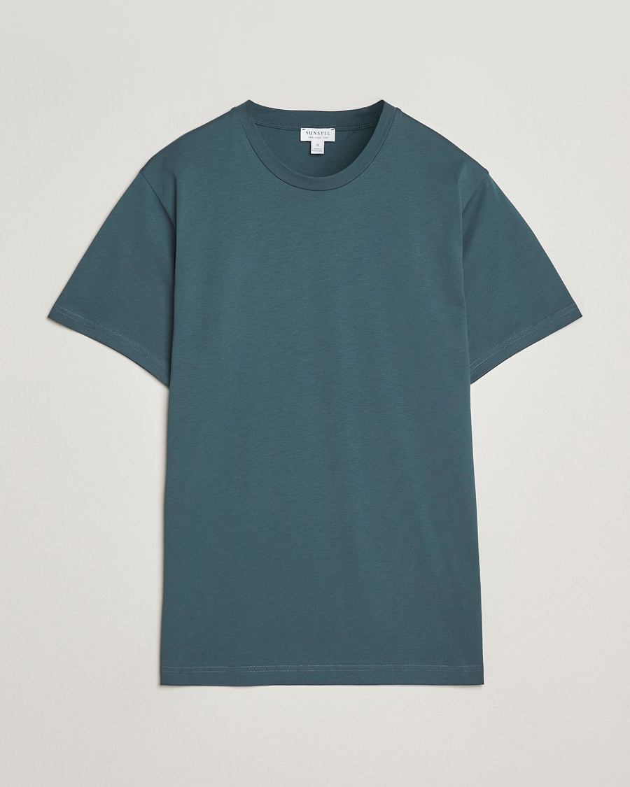 Uomini | T-shirt | Sunspel | Riviera Midweight T-Shirt Dark Petrol