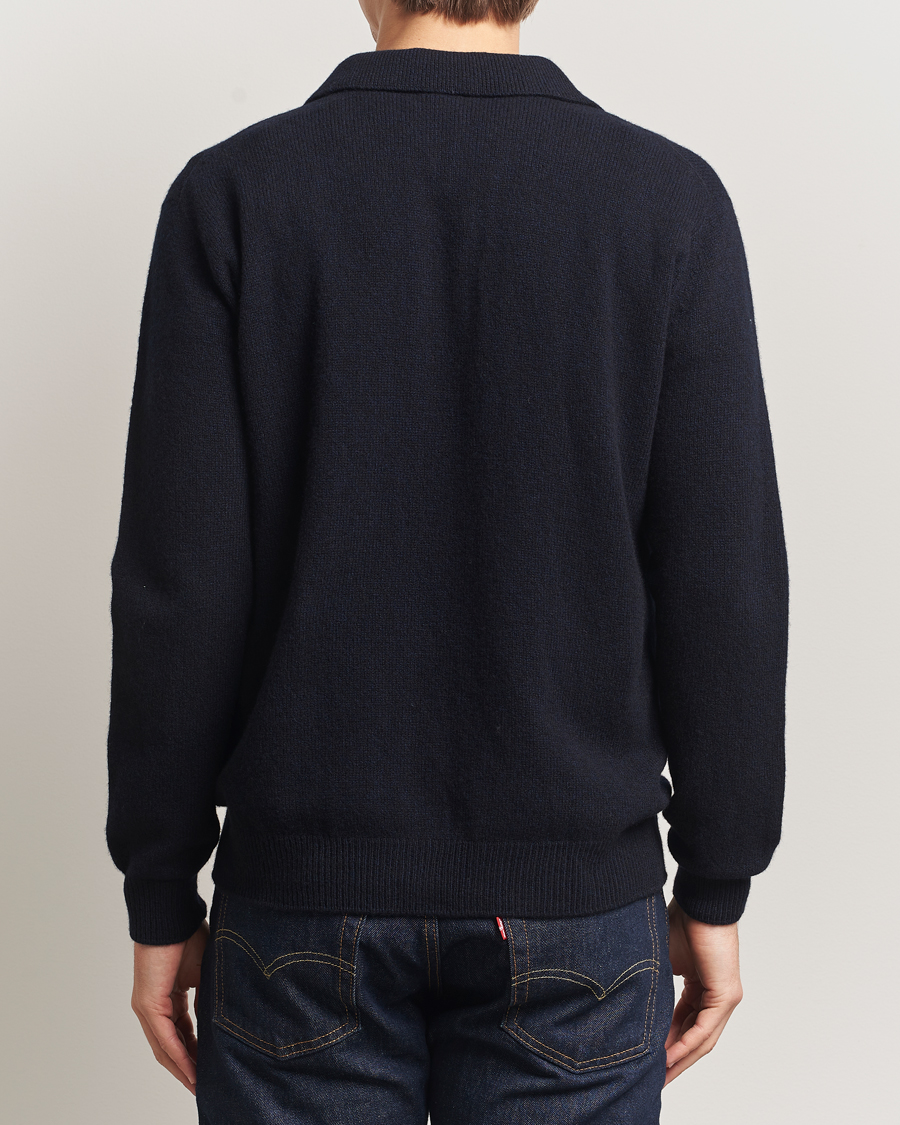 Uomini | Maglieria | Sunspel | Lambswool Cardigan Dark Navy