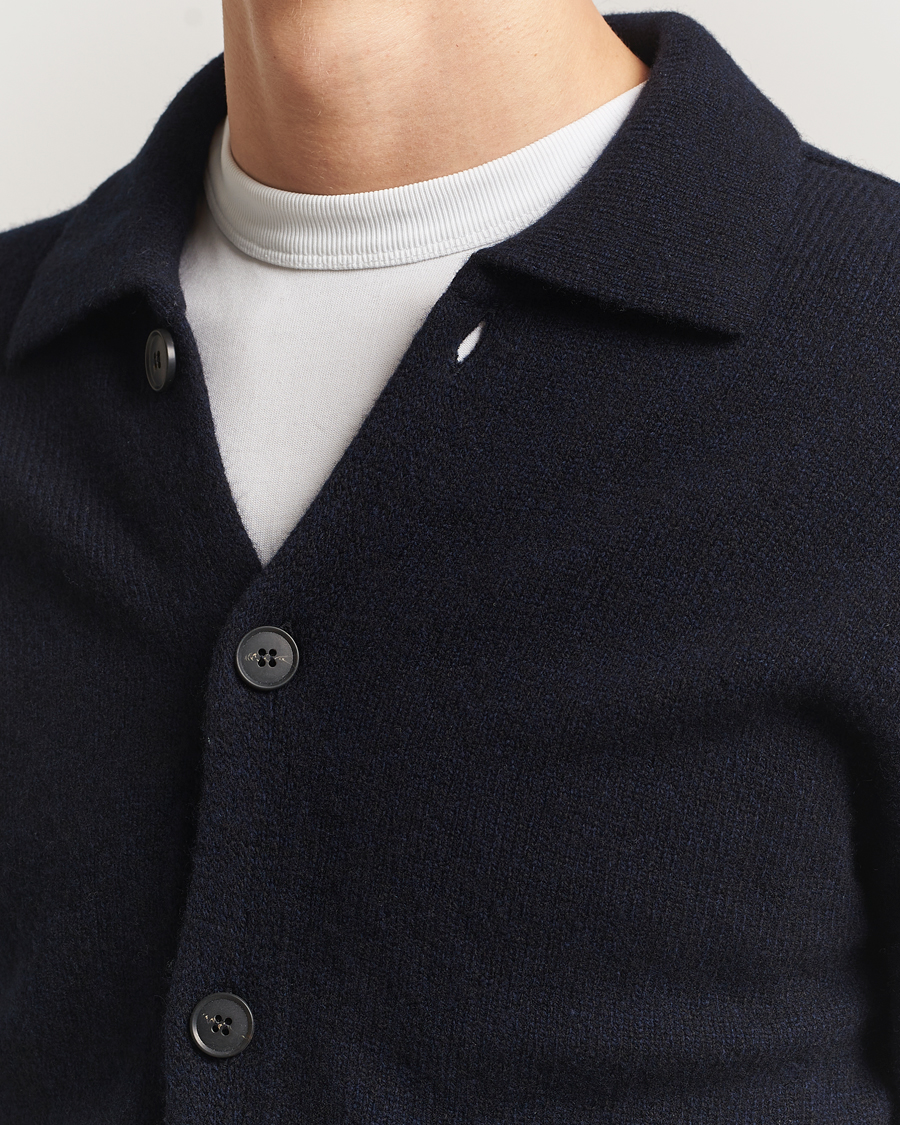 Uomini | Maglieria | Sunspel | Lambswool Cardigan Dark Navy
