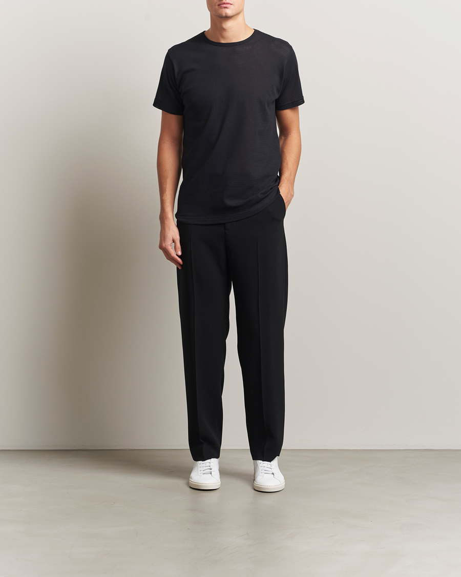 Uomini | T-shirt | Sunspel | Cellular Underwear T-Shirt Black
