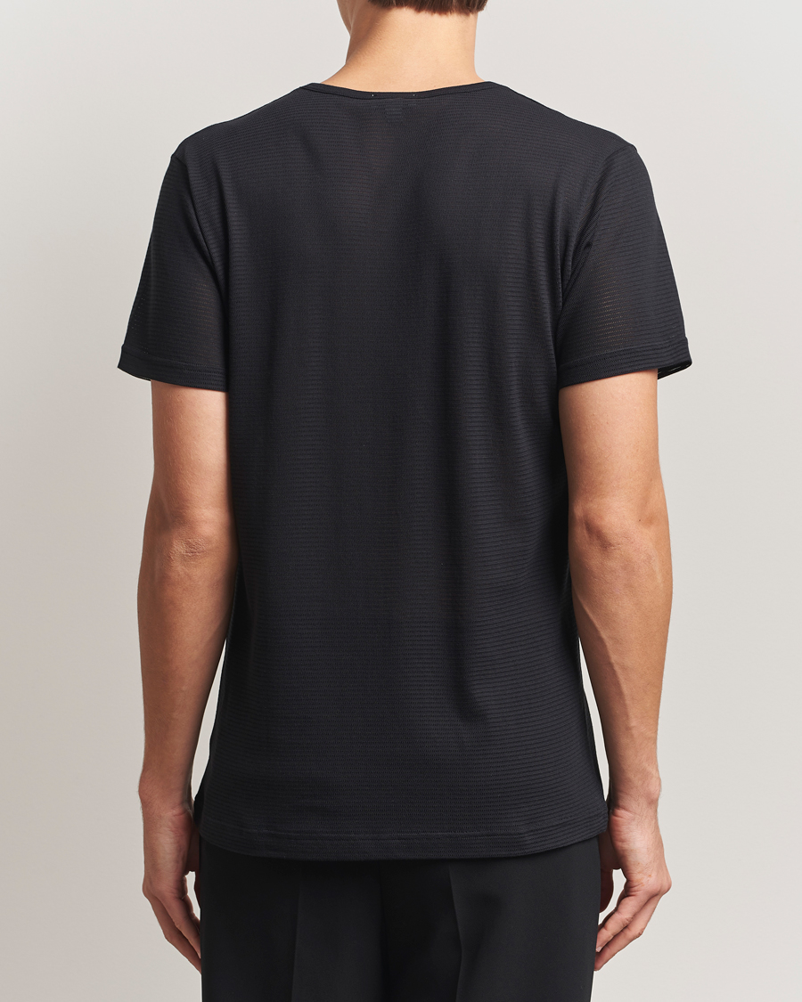 Uomini | T-shirt | Sunspel | Cellular Underwear T-Shirt Black