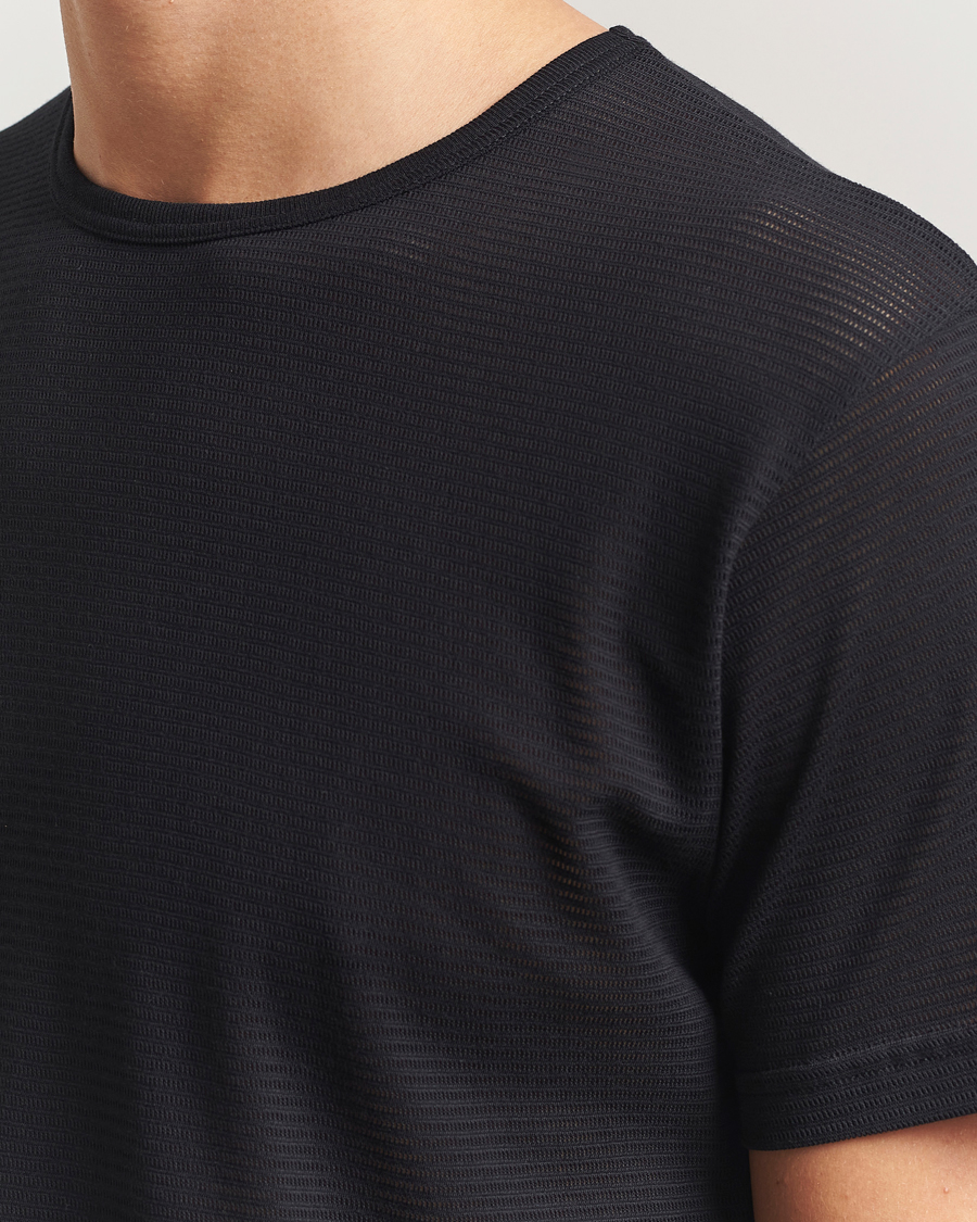 Uomini | T-shirt | Sunspel | Cellular Underwear T-Shirt Black