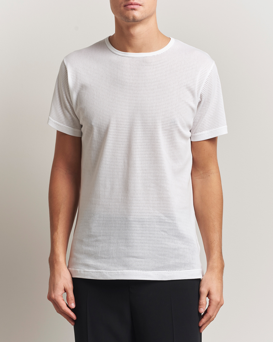 Uomini | T-shirt | Sunspel | Cellular Underwear T-Shirt White