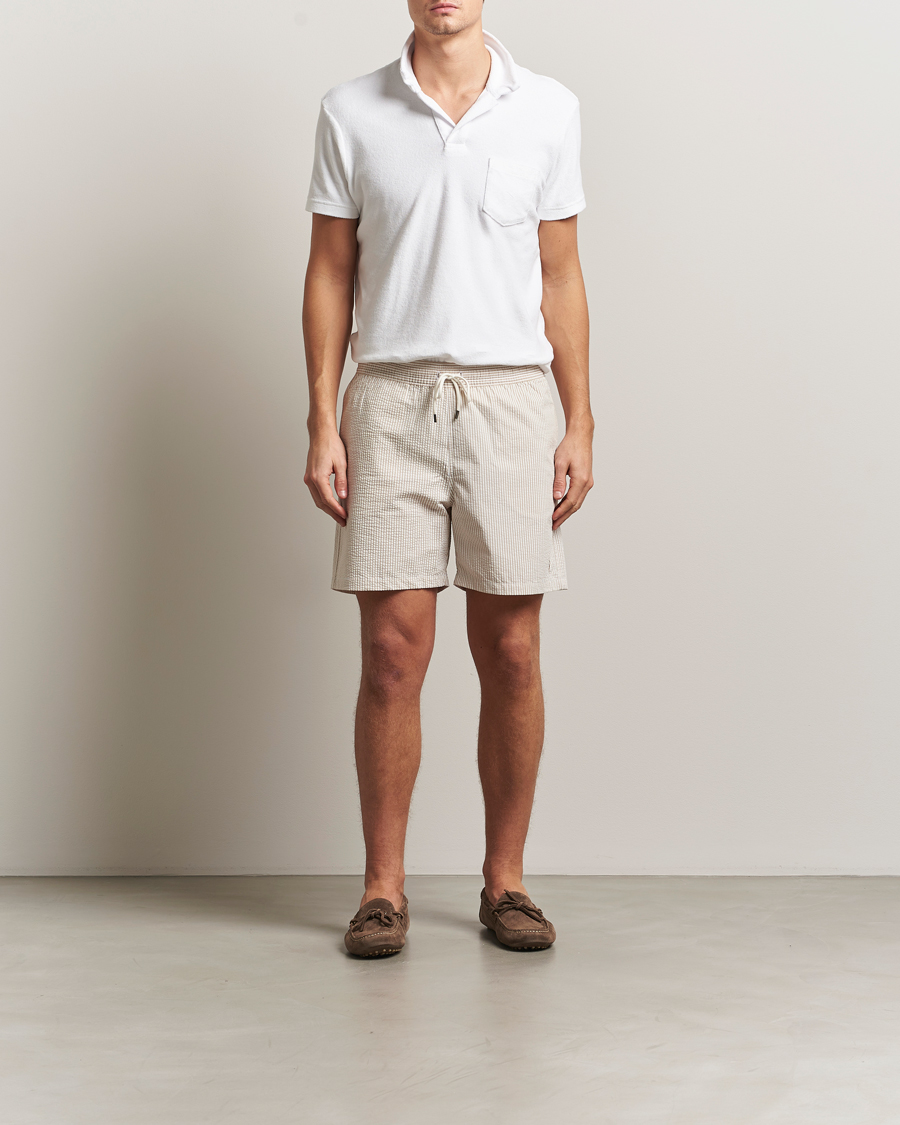 Uomini | Costumi da bagno | Polo Ralph Lauren | Traveler Mid Trunk Seersucker Coastal Beige