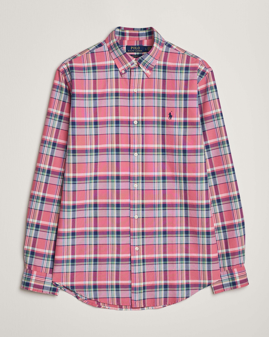 Uomini | Camicie | Polo Ralph Lauren | Custom Fit Oxford Checked Shirt Pink/Blue