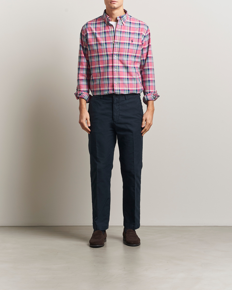 Uomini | Camicie | Polo Ralph Lauren | Custom Fit Oxford Checked Shirt Pink/Blue