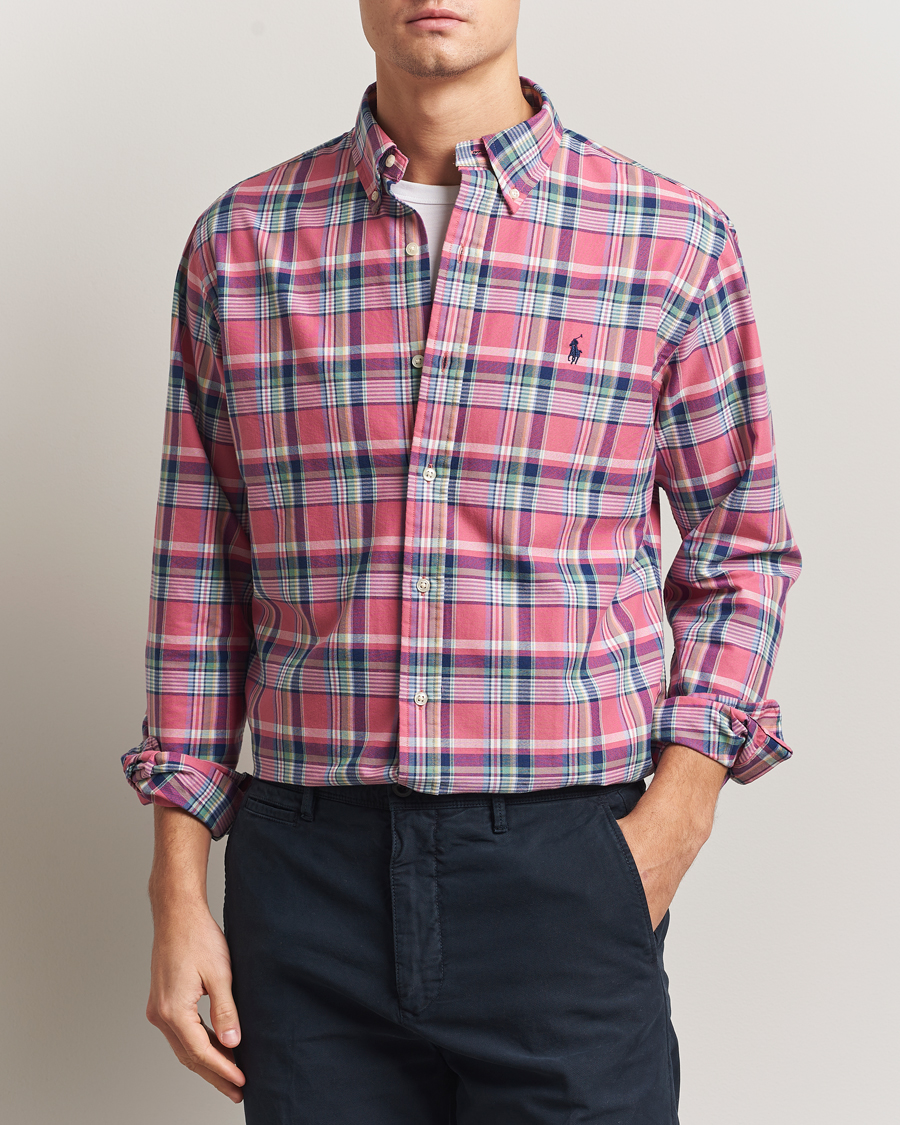 Uomini | Camicie | Polo Ralph Lauren | Custom Fit Oxford Checked Shirt Pink/Blue