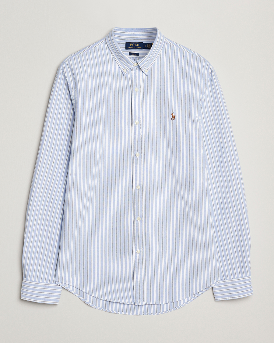 Uomini | Camicie | Polo Ralph Lauren | Slim Fit Oxford Striped Shirt Light Blue/White