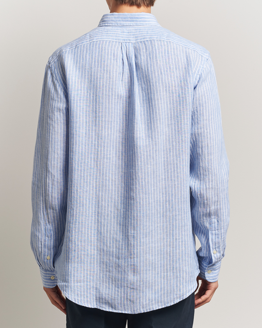 Uomini | Camicie | Polo Ralph Lauren | Custom Fit Linen Striped Shirt Light Blue/White