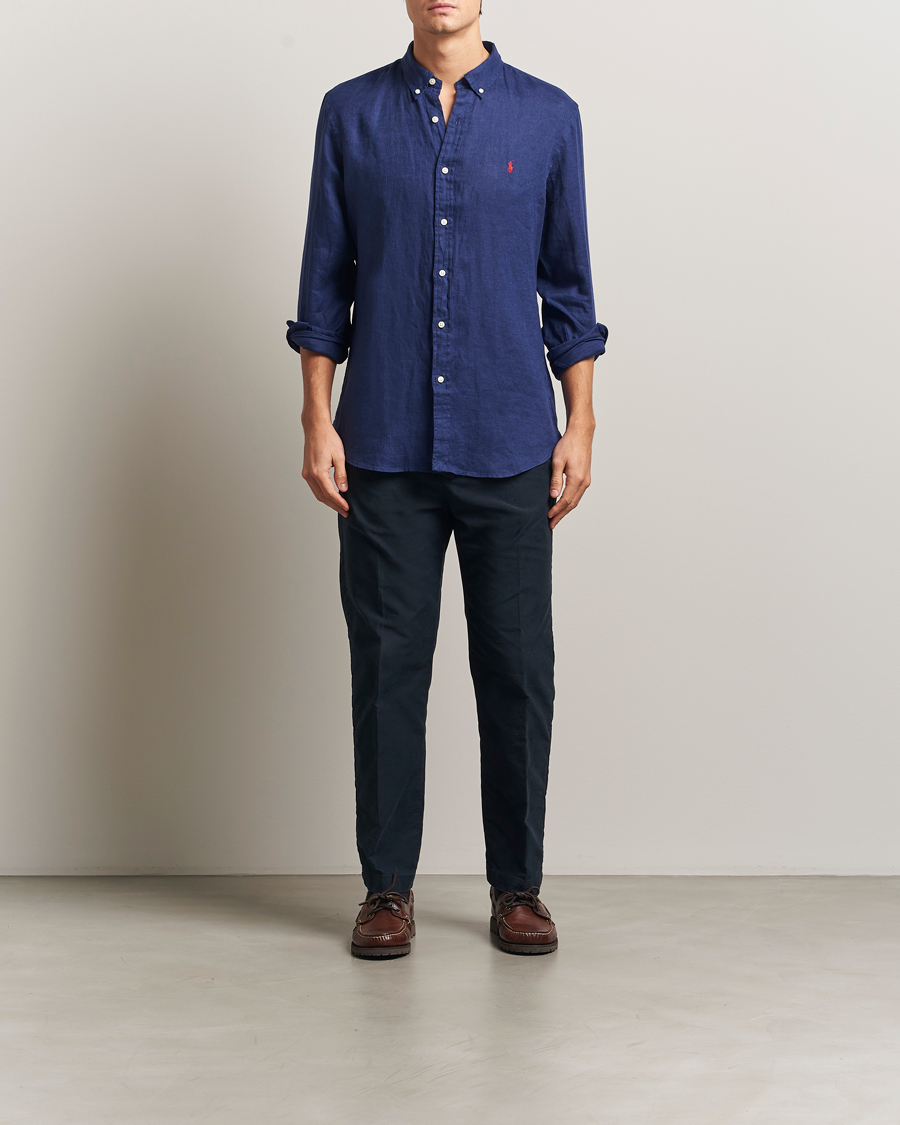 Uomini | Camicie | Polo Ralph Lauren | Slim Fit Linen Shirt Navy