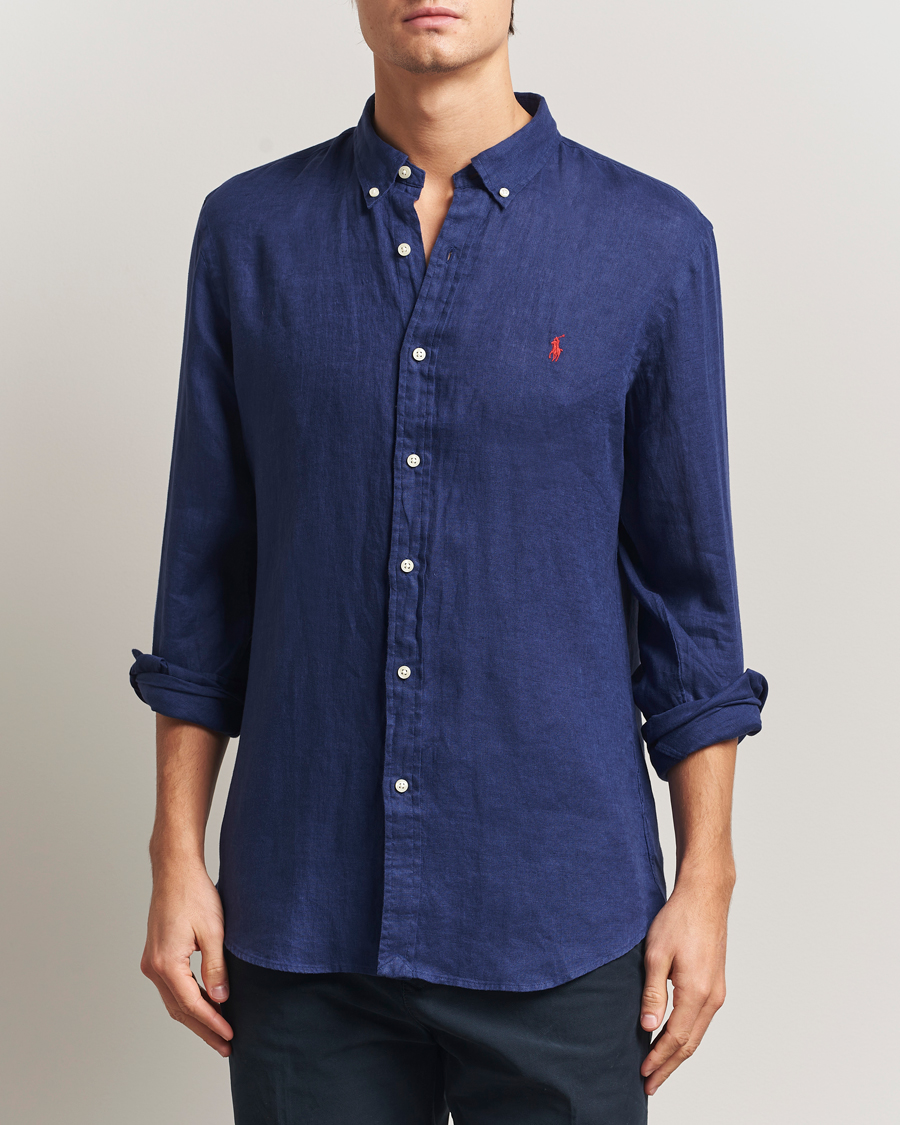 Uomini | Camicie | Polo Ralph Lauren | Slim Fit Linen Shirt Navy