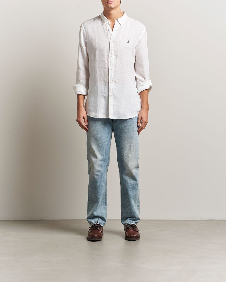 Uomini | Camicie | Polo Ralph Lauren | Slim Fit Linen Shirt White