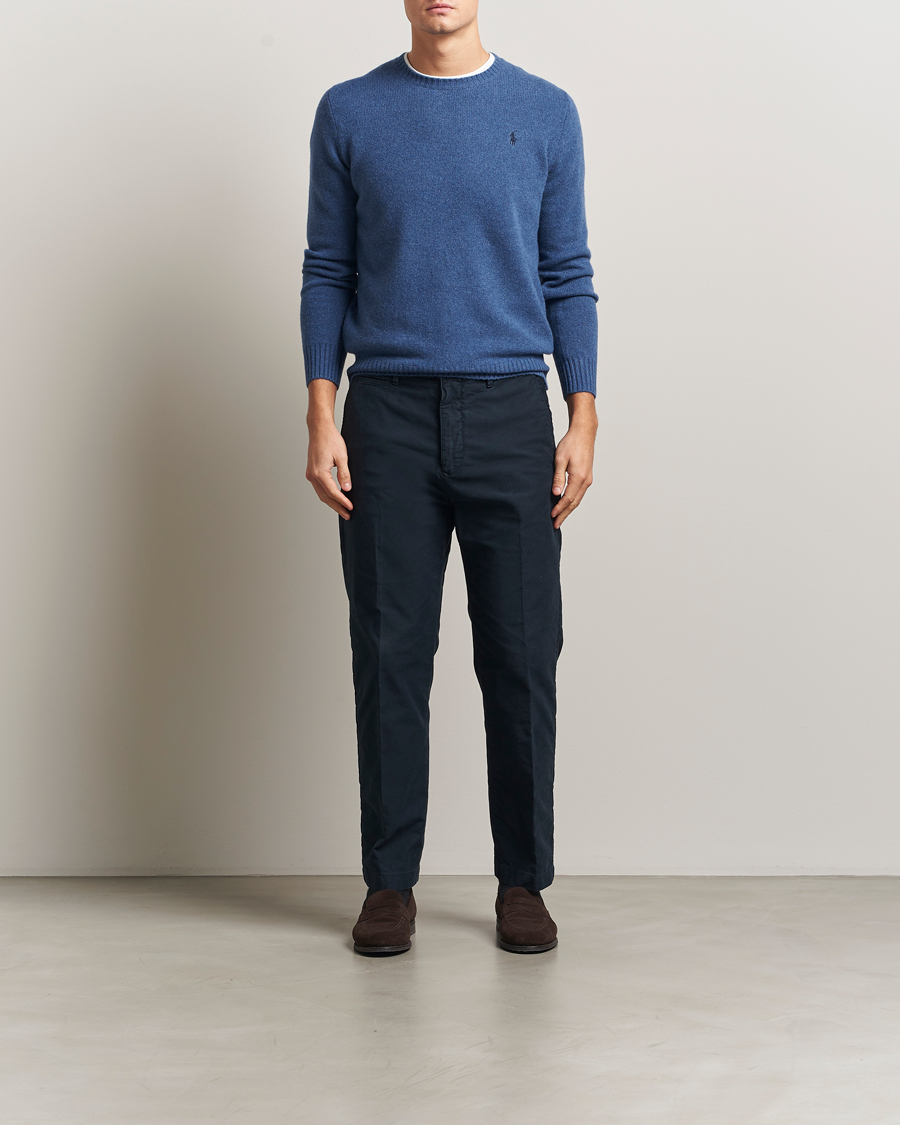 Uomini | Maglieria | Polo Ralph Lauren | Wool/Cashmere Crew Neck Seasalt Blue Heather