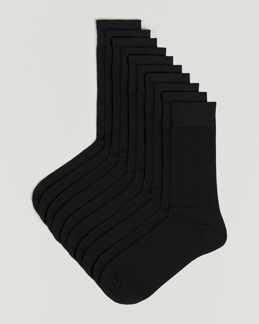 Uomini | Biancheria intima | Care with Carl | 10-Pack Solid Cotton Socks BLACK